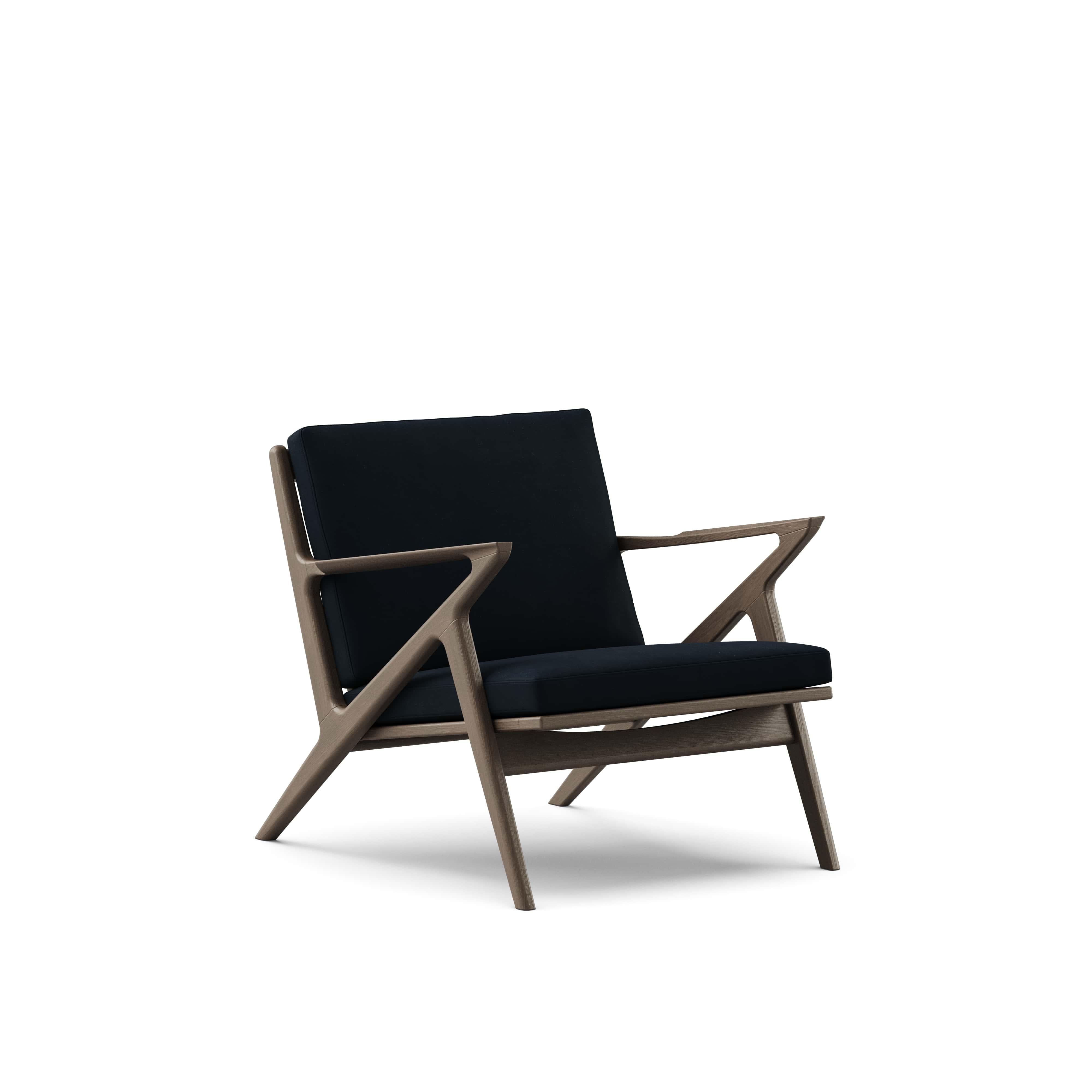Moderner Loungesessel 'Z-Chair' von DK3, Eiche geräuchert, Alpaka 1108 (Skandinavische Moderne) im Angebot