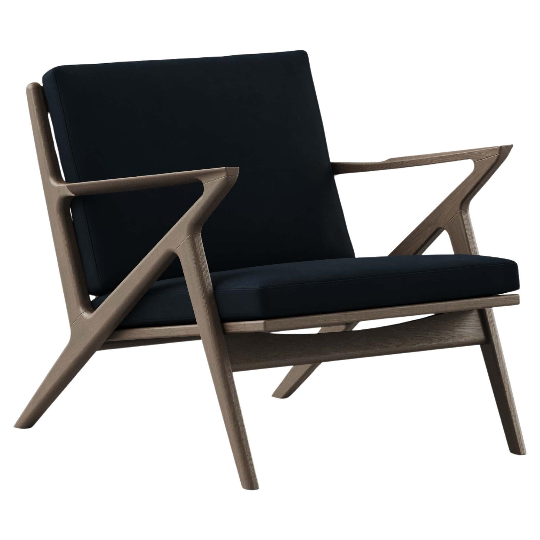 Moderner Loungesessel 'Z-Chair' von DK3, Eiche geräuchert, Alpaka 1108