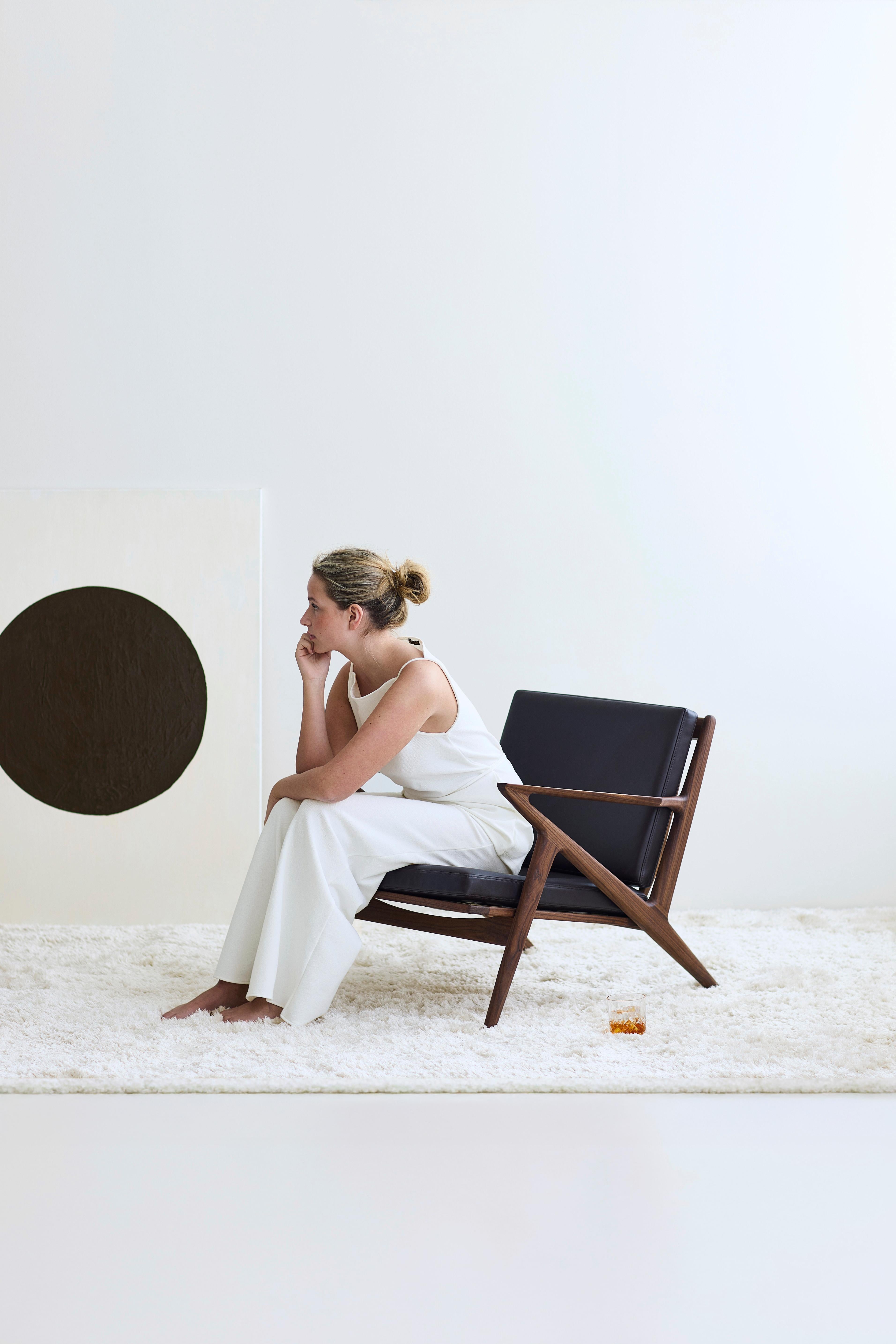 Moderner Loungesessel 'Z-Chair' von DK3, Eiche geräuchert, Balmoral 02 im Angebot 10
