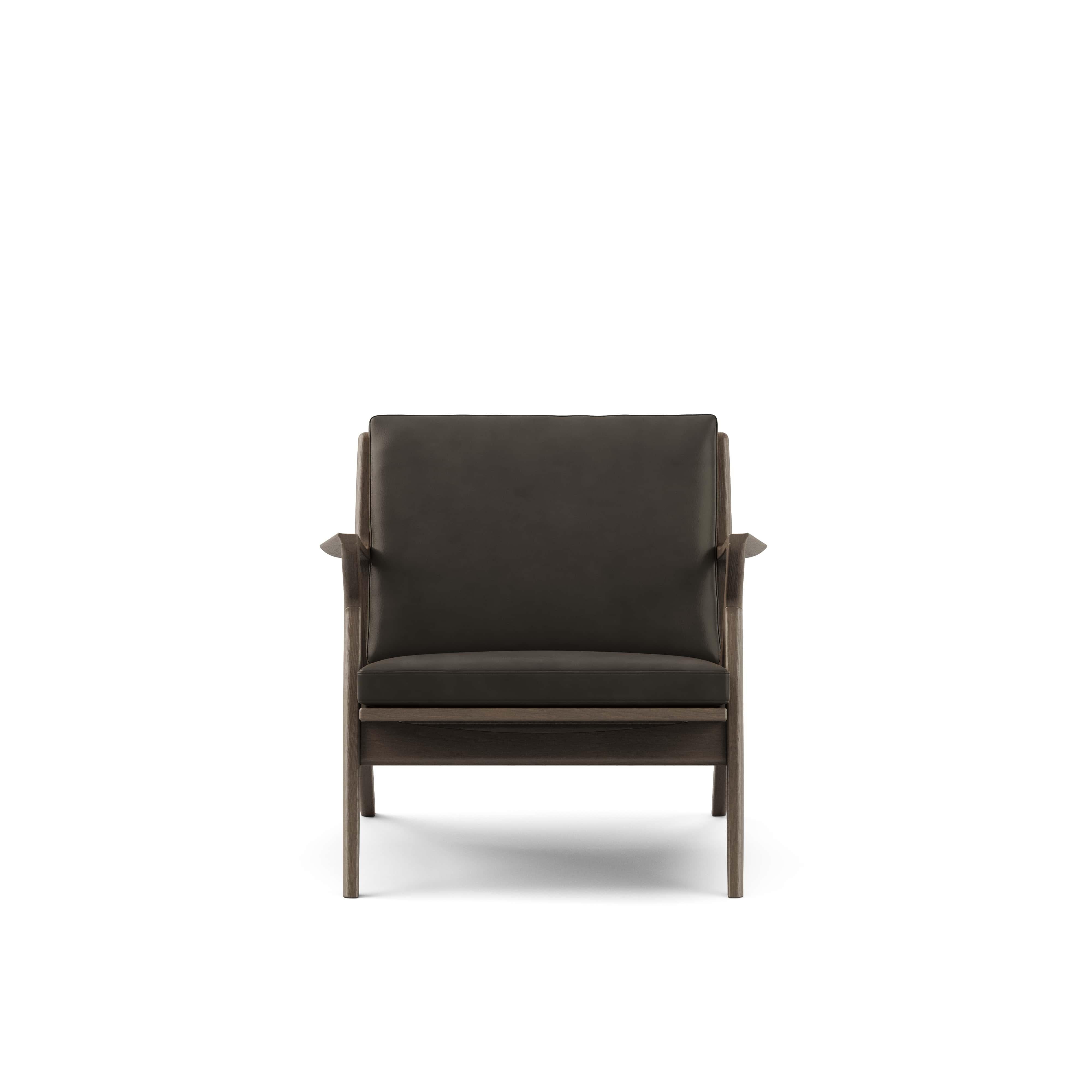 Moderner Lounge-Sessel 'Z-Chair' von DK3, Eiche geräuchert, schwarzes Leder (Skandinavische Moderne) im Angebot