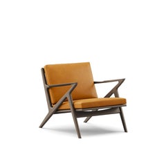 Contemporary Lounge Chair 'Z-Chair' by DK3, Smoked Oak, Cognac Leather