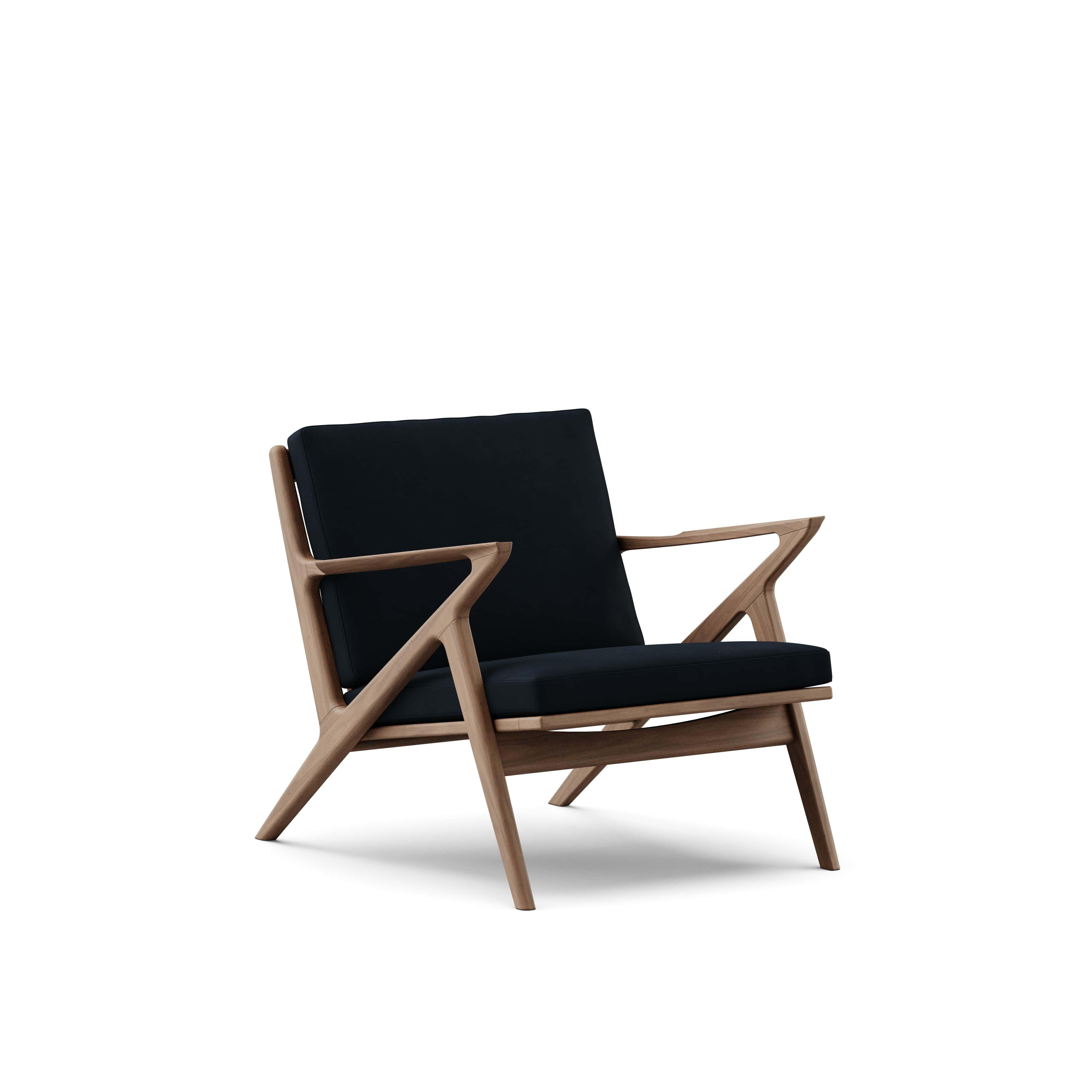 Contemporary Lounge Chair 'Z-Chair' by DK3
Designed by Poul Thorsbjerg Jensen

Dimensions: 
- W.75 x D.82 x H.62 cm
- Seating: W.58 x D.52 x H.36 cm

Materials: 
- Frame: Solid wood.
- Seat and back: Upholstery.

Model shown on main picture:
-