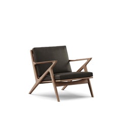 Contemporary Lounge Chair 'Z-Chair' by DK3, Walnut, Black Leather