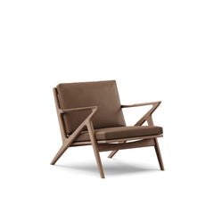 Contemporary Lounge Chair 'Z-Chair' by DK3, Walnut, Brown Leather