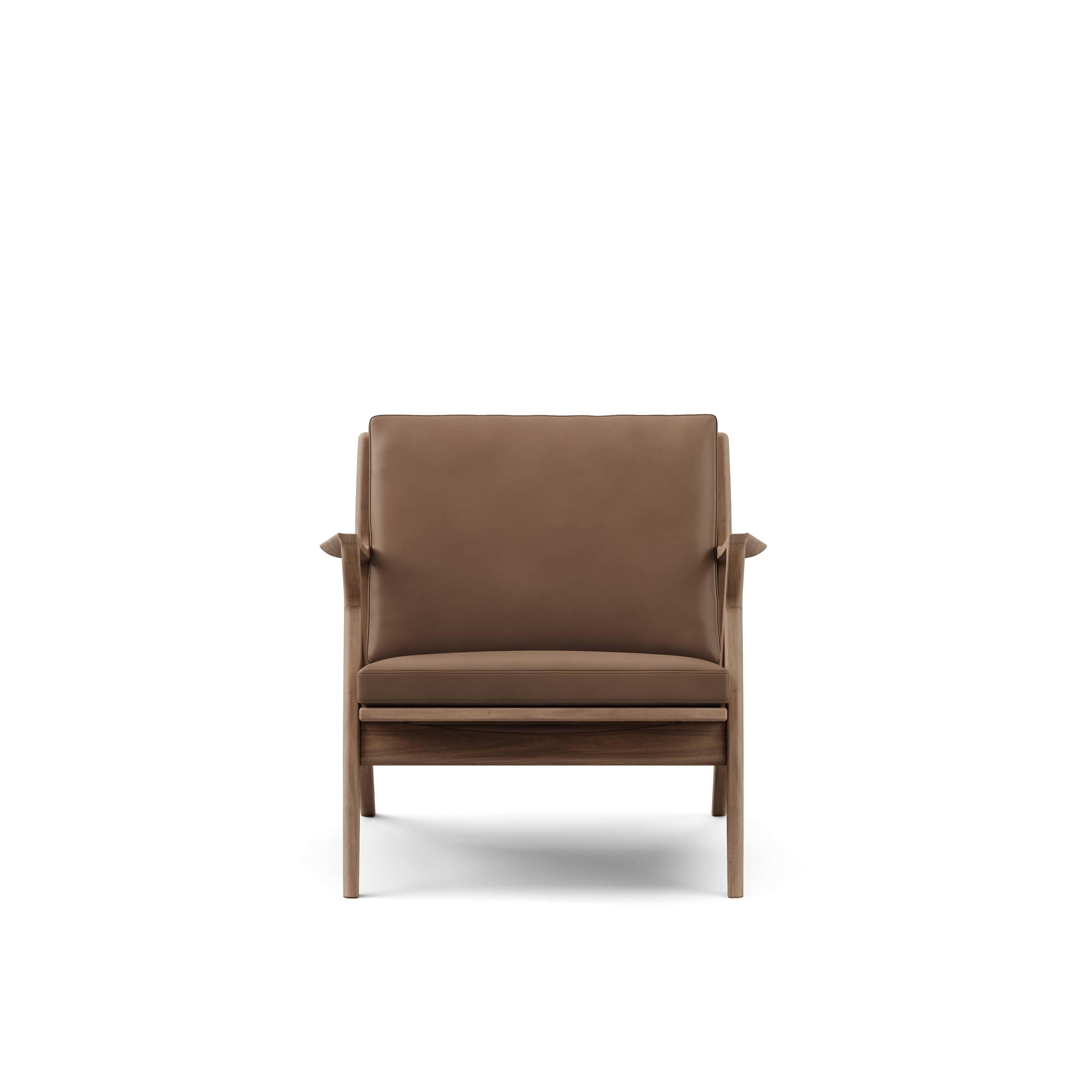 Contemporary Lounge Chair 'Z-Chair' by DK3, Walnut, Brown Leather Escandinavo moderno en venta