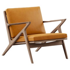 Contemporary Lounge Chair 'Z-Chair' by DK3, Walnut, Cognac Leather