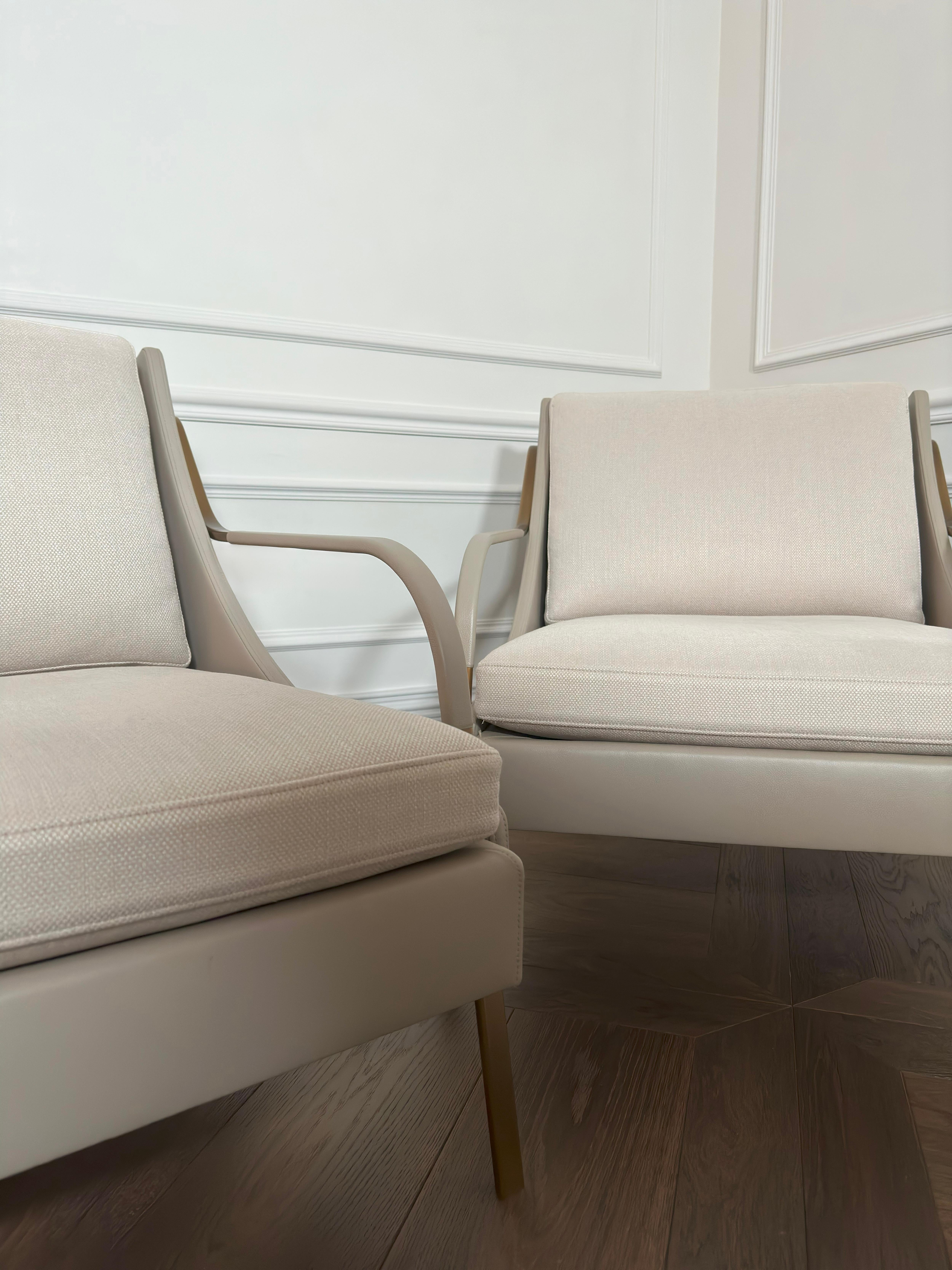 Forged Contemporary Lounge Chairs, French 1940s Style – ‘Harlow’ by Holly Hunt For Sale