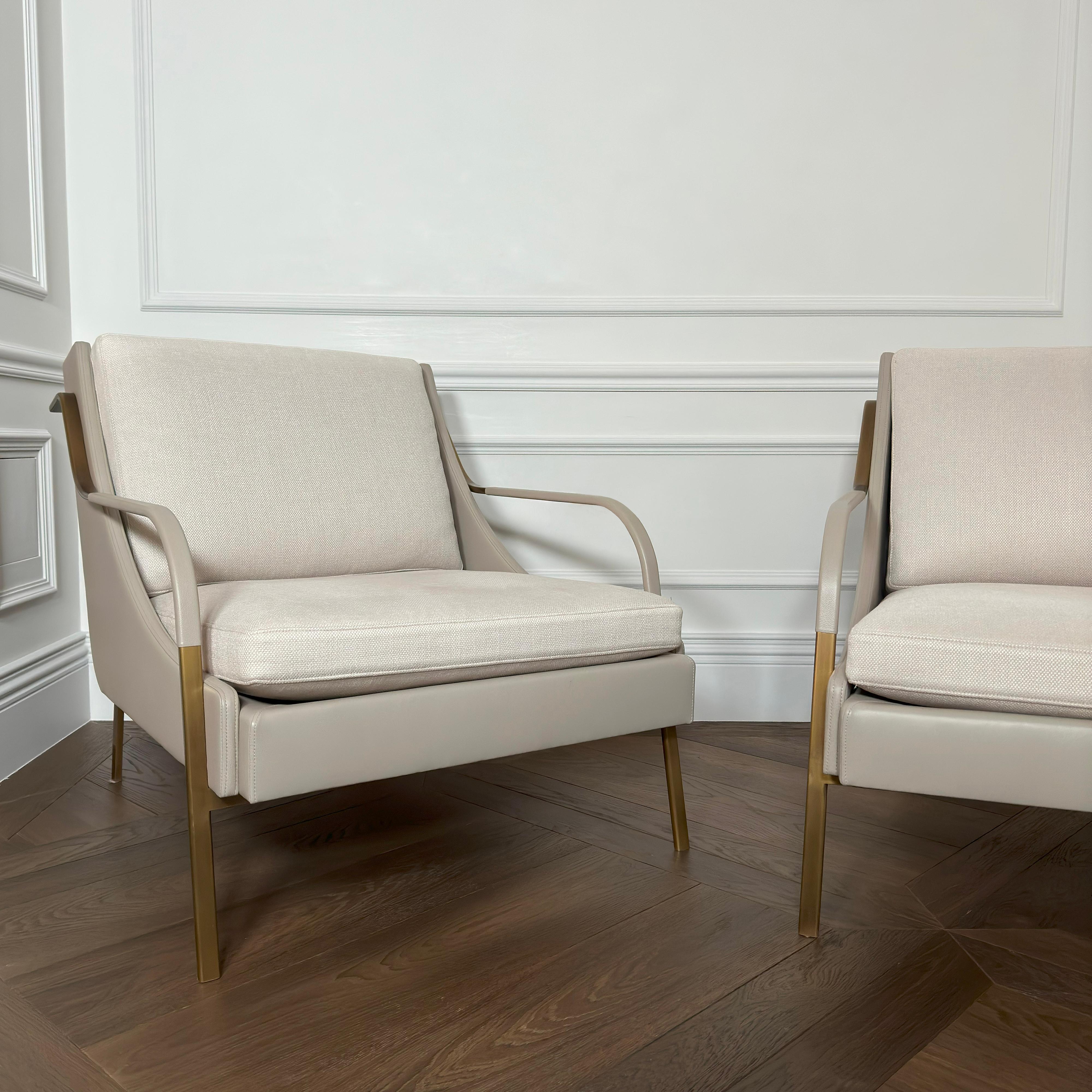 Contemporary Lounge Chairs, French 1940s Style – ‘Harlow’ by Holly Hunt For Sale 1