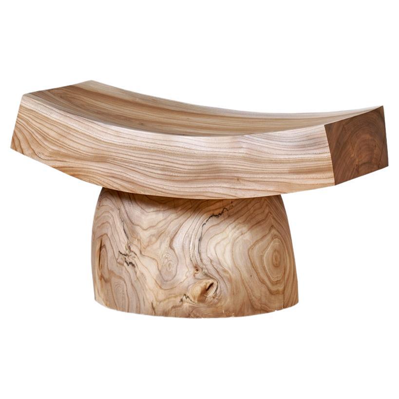 Contemporary Lounge Stool, Natural Elm Wood, by Jonas Lutz