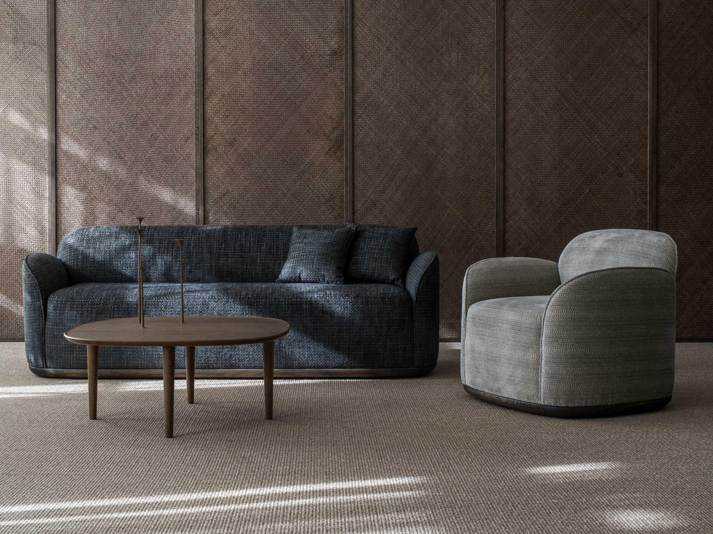 Unio Loveseat by Poiat 
Designers: Timo Mikkonen & Antti Rouhunkoski 

Collection UNIO 2021

Dimensions: H. 72 x W. 150 D. 72 SH. 40
Model shown: Cat 3. Hanoi 04 - Pierre Frey
 
The Unio Collection, featuring an armchair and sofas, opens a