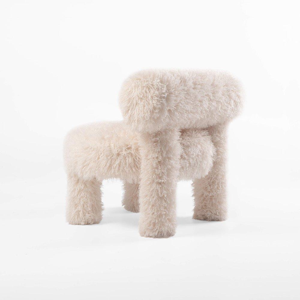Ukrainian Contemporary Low Chair 'Fluffy' by NOOM, Gropius CS1, Faux Fur For Sale