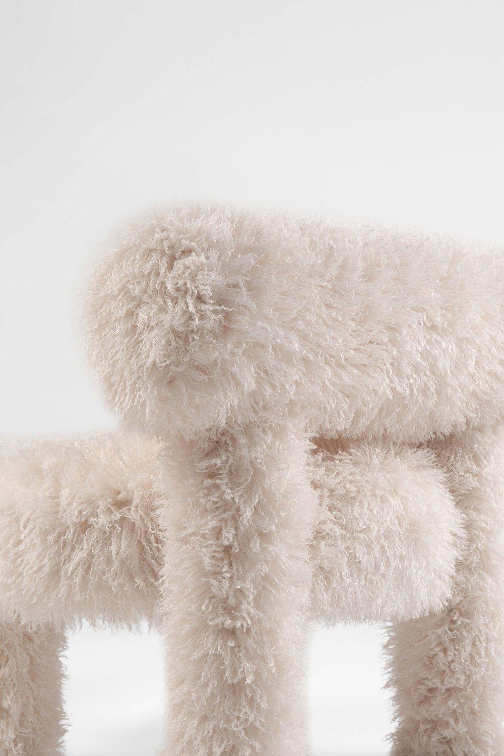 Contemporary Low Chair 'Fluffy' by NOOM, Gropius CS1, Faux Fur In New Condition For Sale In Paris, FR