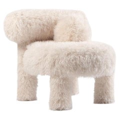 Contemporary Low Chair 'Fluffy' by NOOM, Gropius CS1, Faux Fur
