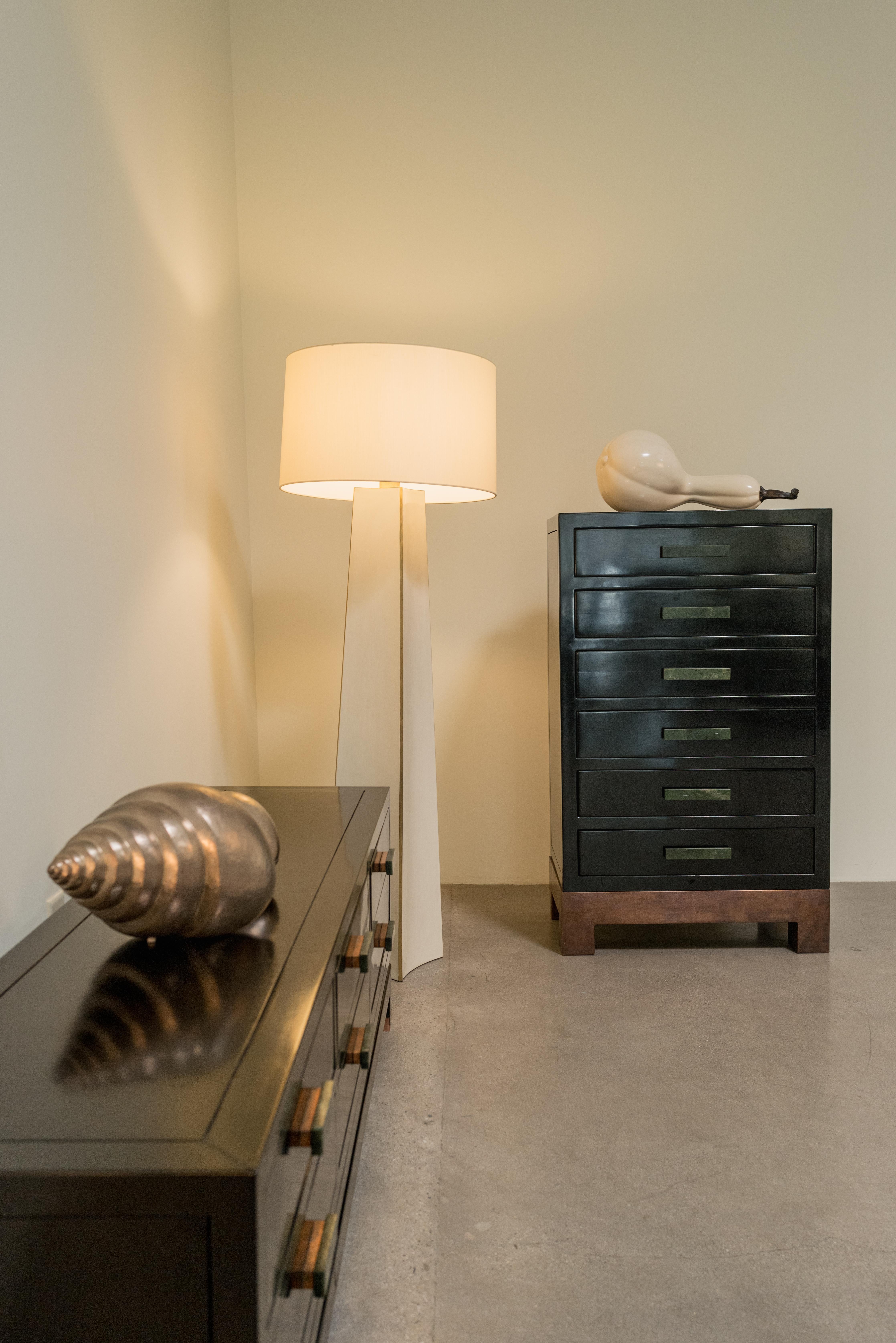 Contemporary Low Hua Li Cabinet with Jade Handles by Robert Kuo For Sale 4