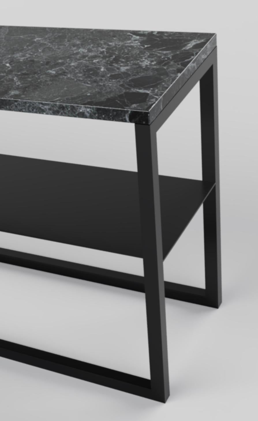 Contemporary Low Slim Console in Marble and Powder-Coated Steel For Sale 3