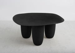 Tables basses contemporaines en acier noir mat et pieds en Oak par Vivian Carbonell