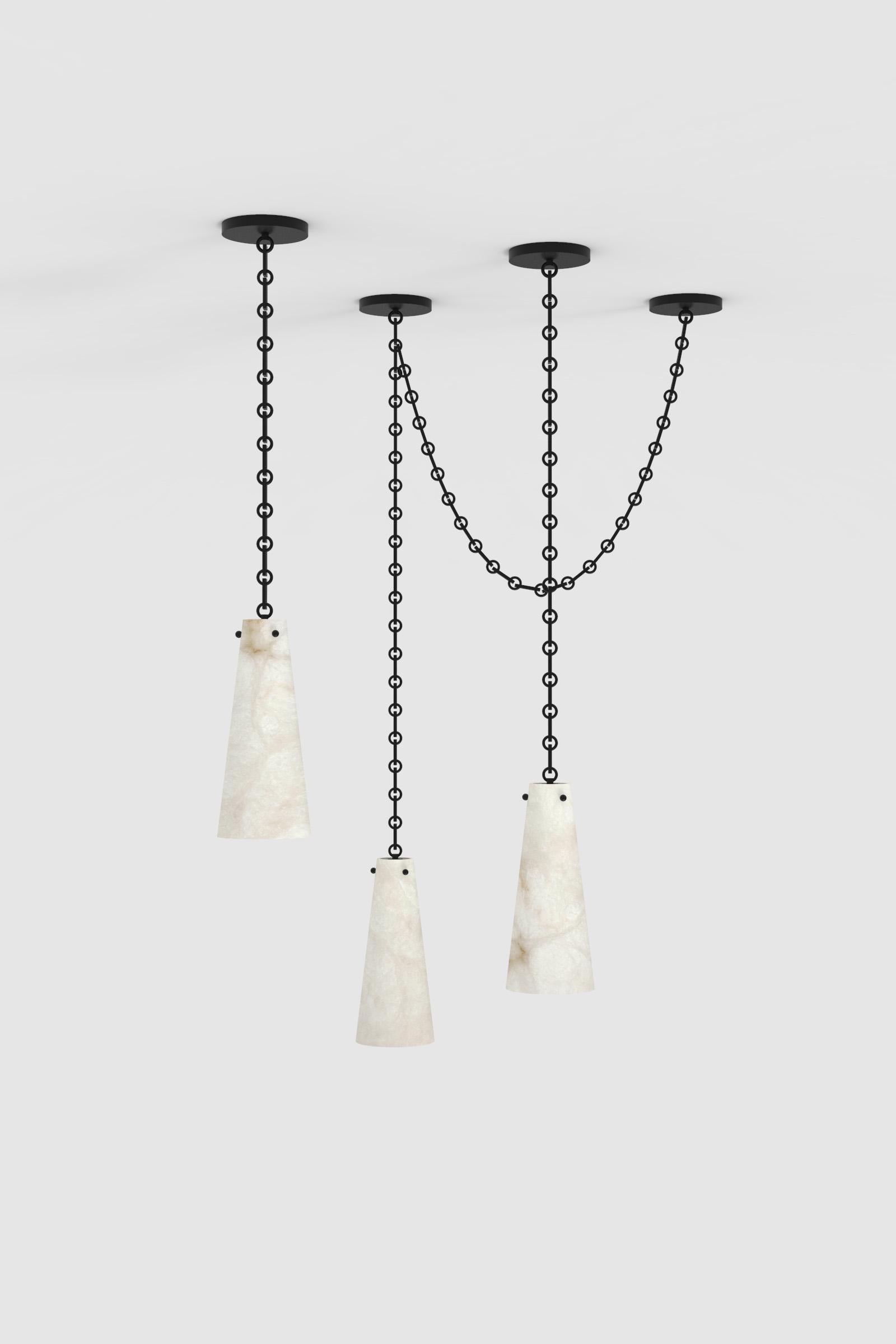 Orphan Work 202A Chandelier BLK, 2021
Shown in alabaster with blackened brass
Available in brushed brass and blackened brass
Measures: 15” H x 6 1/2” W
Height and width to order*
Canopy 6