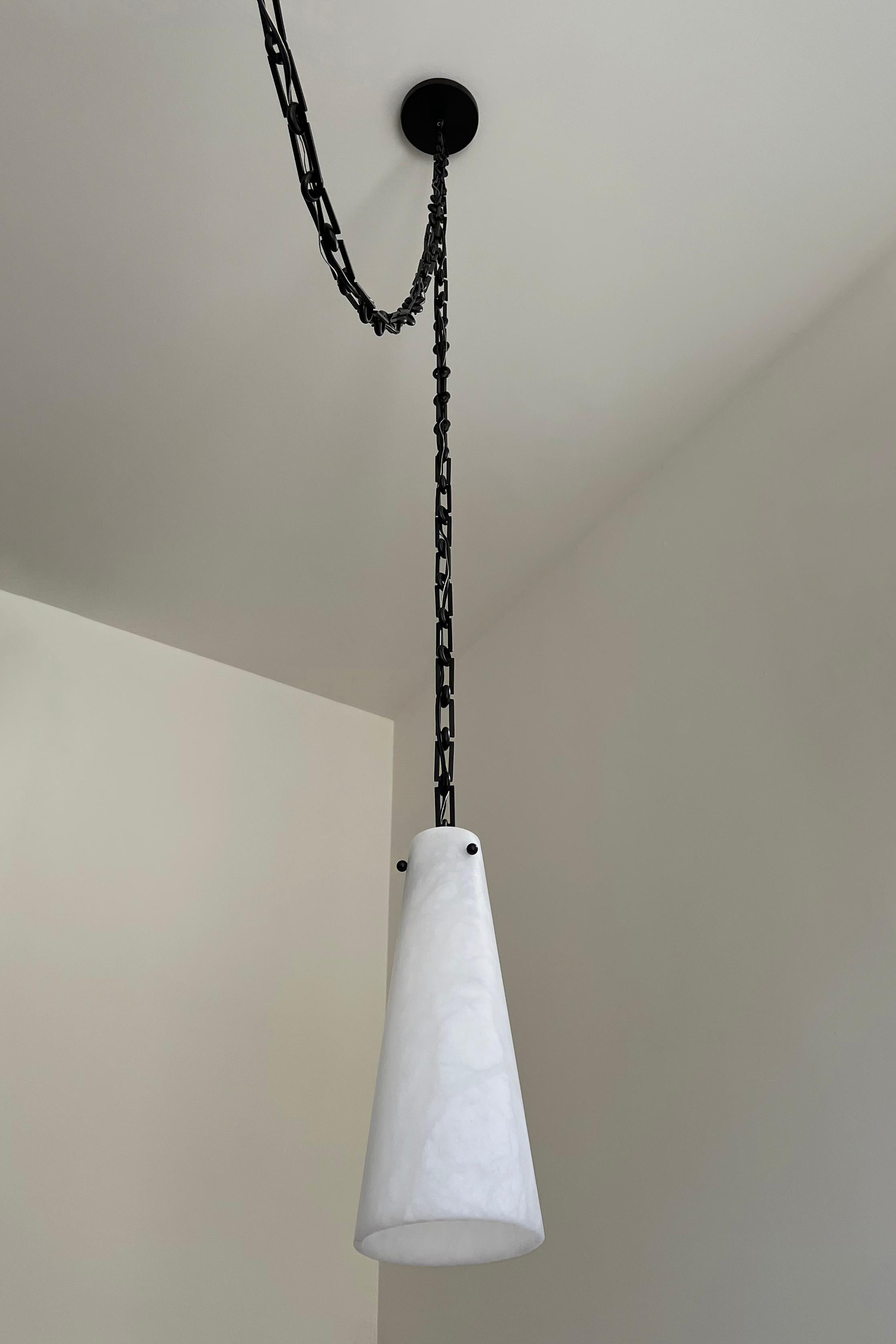 Contemporary Lucca Chandelier 202A-3 in Alabaster by Orphan Work, 2021 In New Condition For Sale In Los Angeles, CA