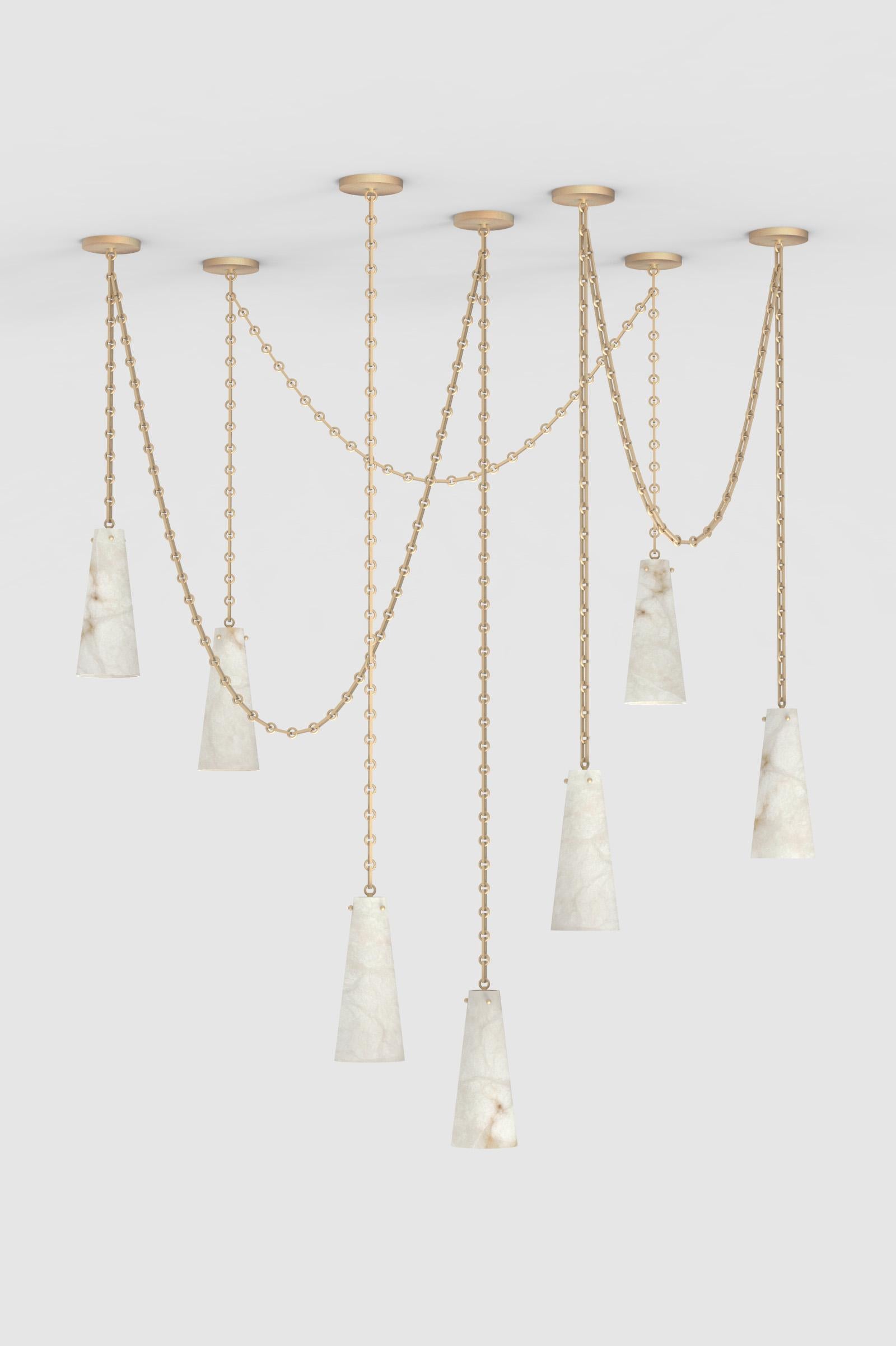 Orphan Work 202A-7 chandelier BB, 2021
Shown in alabaster with brushed brass
Available in brushed brass and blackened brass
Measures: 15” H x 6 1/2” W
height and width to order*
canopy 6