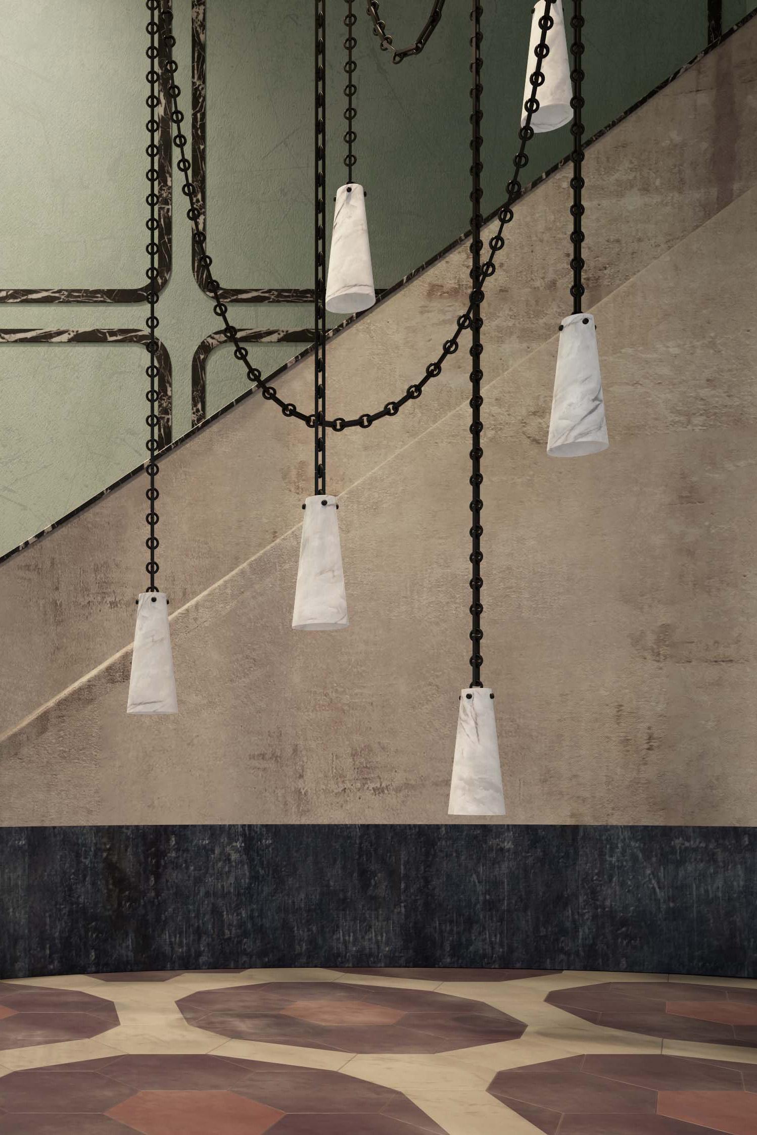 Contemporary Lucca Chandelier 202A-7 in Alabaster by Orphan Work, 2021 For Sale 2