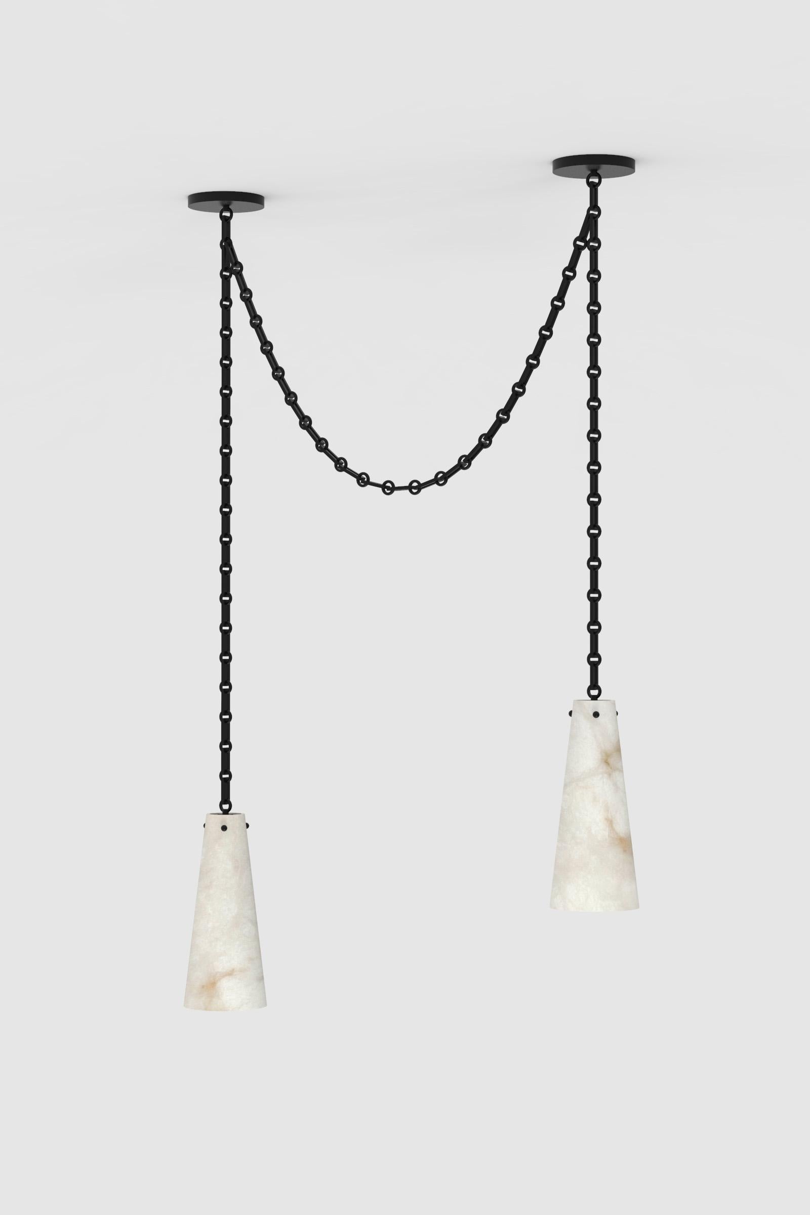 Post-Modern Contemporary Lucca Double Pendant 202A-1S in Alabaster by Orphan Work, 2021 For Sale