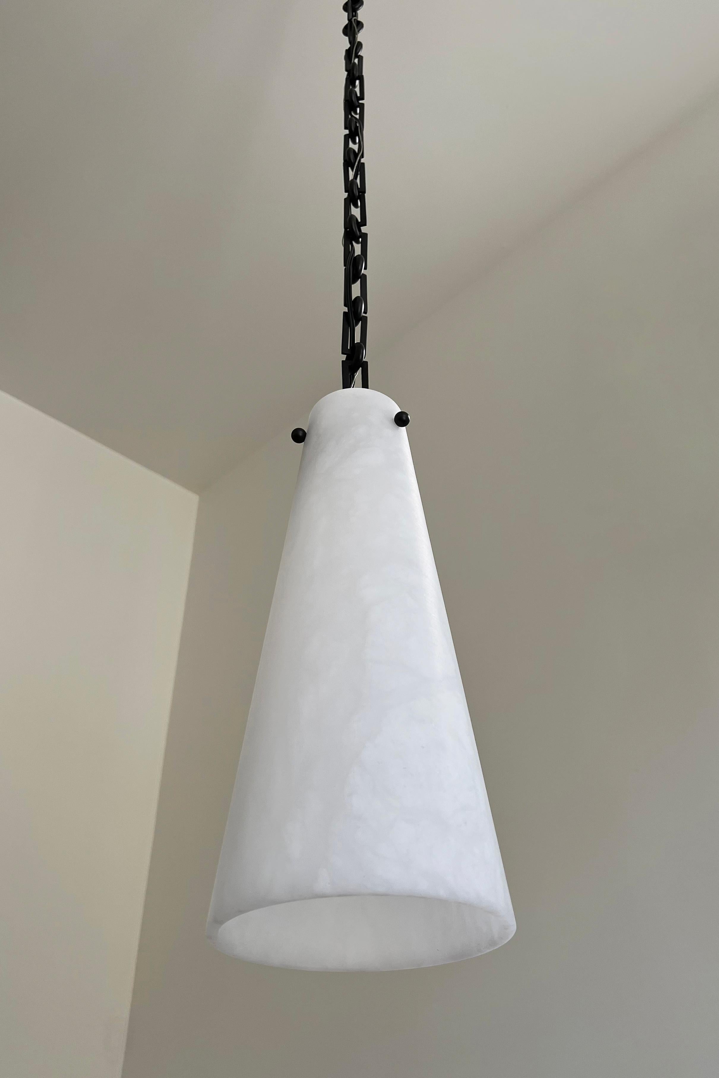 Blackened Contemporary Lucca Double Pendant 202A-1S in Alabaster by Orphan Work, 2021 For Sale