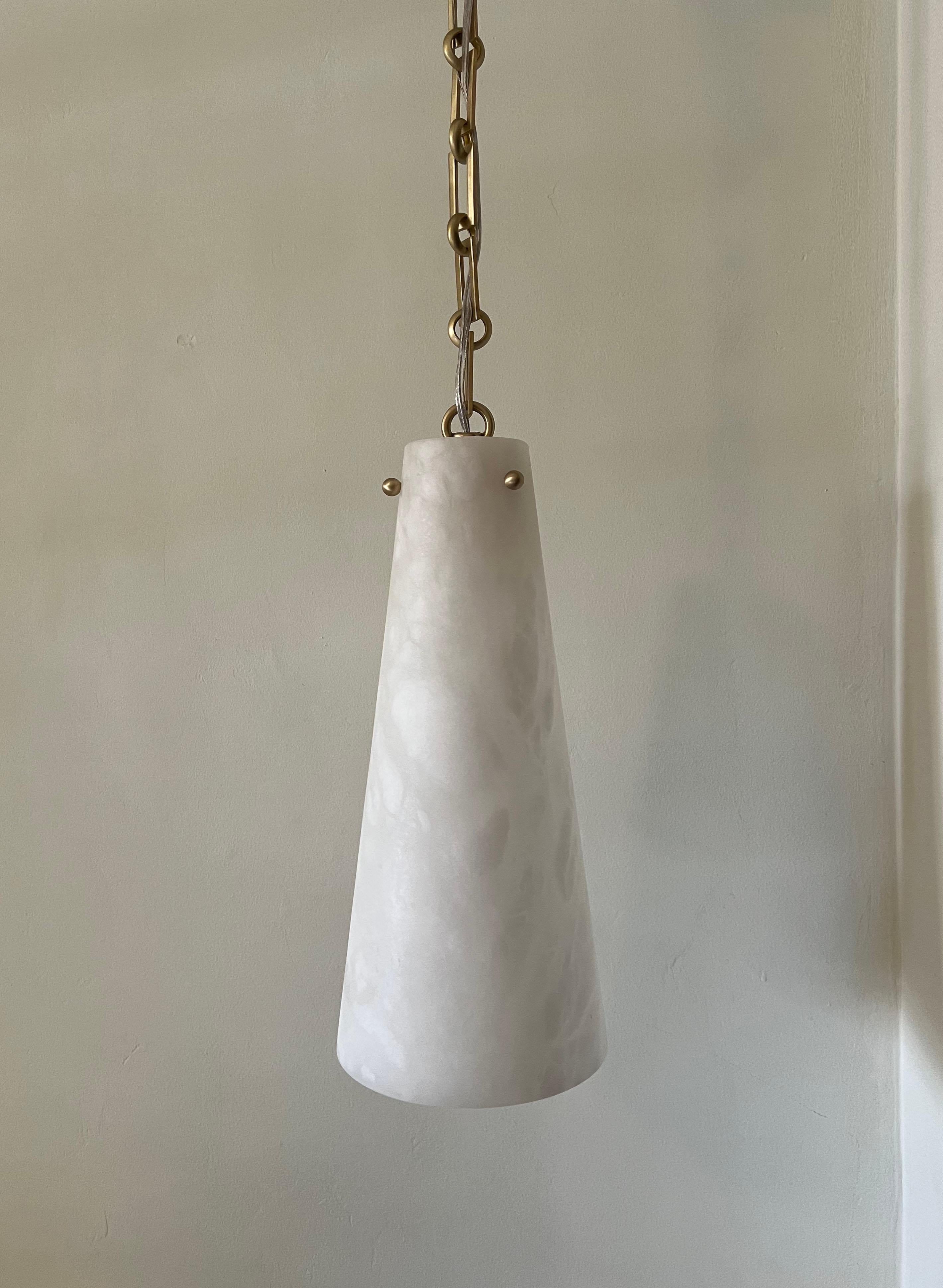 Blackened Contemporary Lucca Double Pendant 202A-1S in Alabaster by Orphan Work, 2021 For Sale