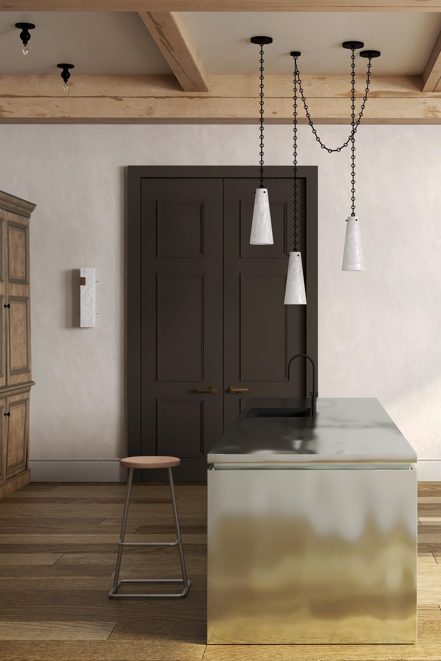 Contemporary Lucca Double Pendant 202A-1S in Alabaster by Orphan Work, 2021 For Sale 2