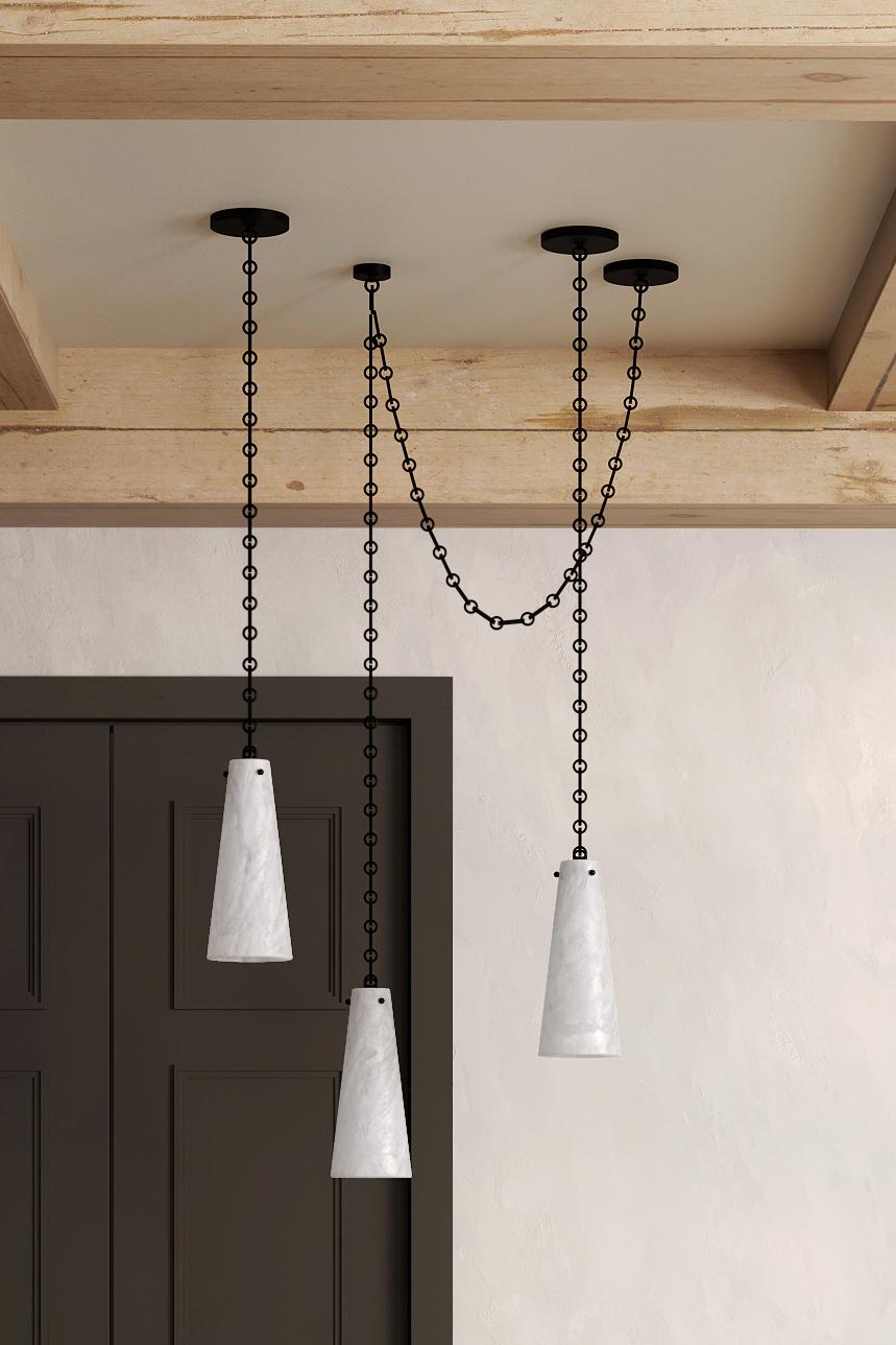Contemporary Lucca Pendant 202A in Alabaster by Orphan Work, 2021 For Sale 1