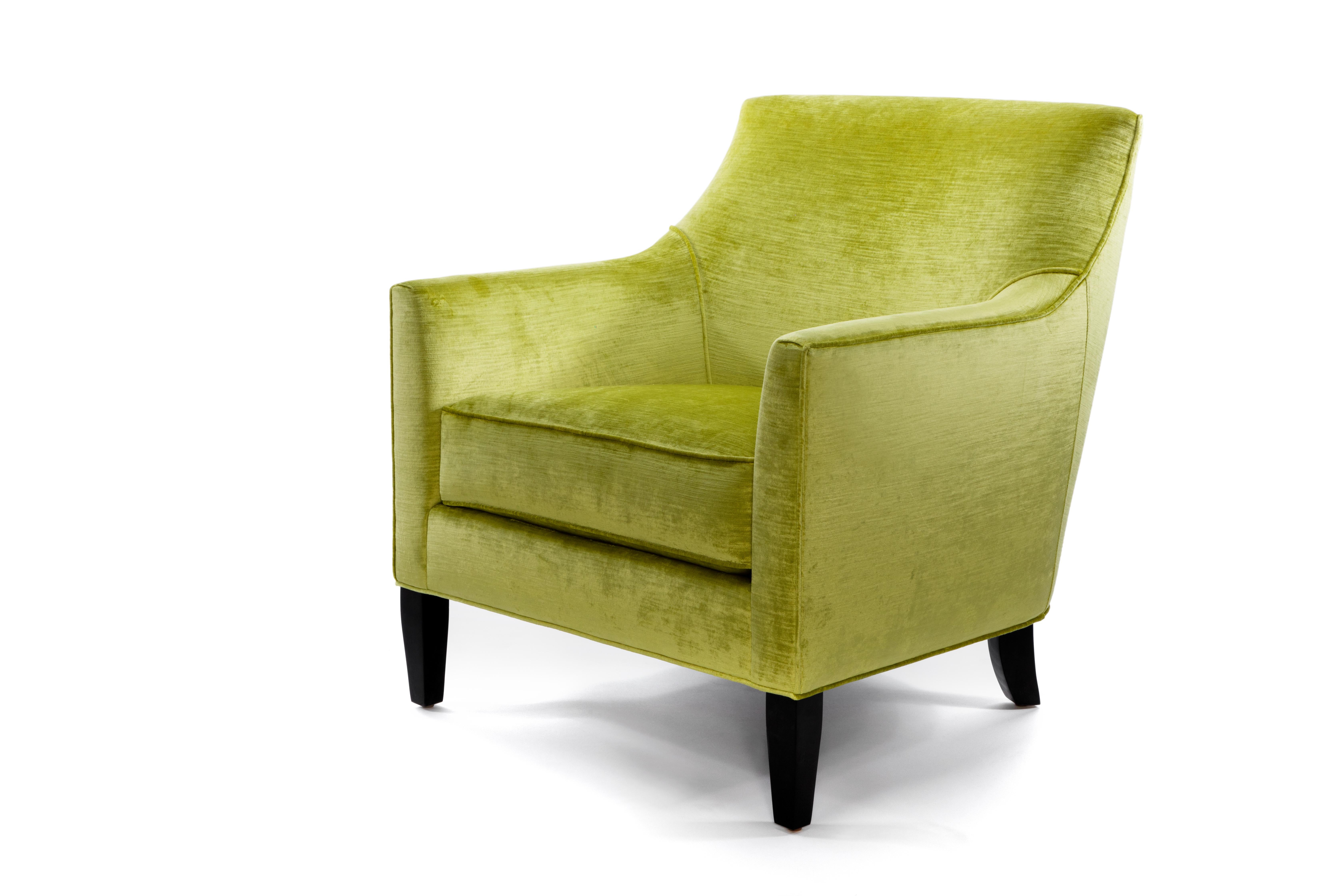 Meet Lucia, our comfortable, reliable, girl next door. Designed with traditional and contemporary elements, she works to compliment any space. Whether alone or in a pair, Lucia invites you to enjoy her as a familiar friend.

Shown in citron velvet