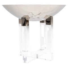 Contemporary Lucite and Chrome Bowl Centerpiece