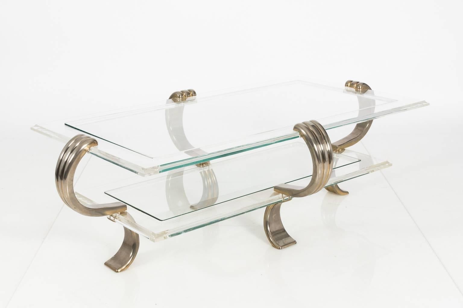 20th Century Contemporary Lucite and Chrome Coffee Table