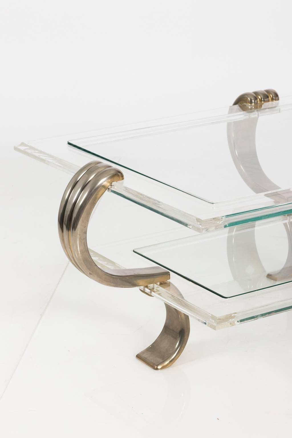 Contemporary Lucite and Chrome Coffee Table 1
