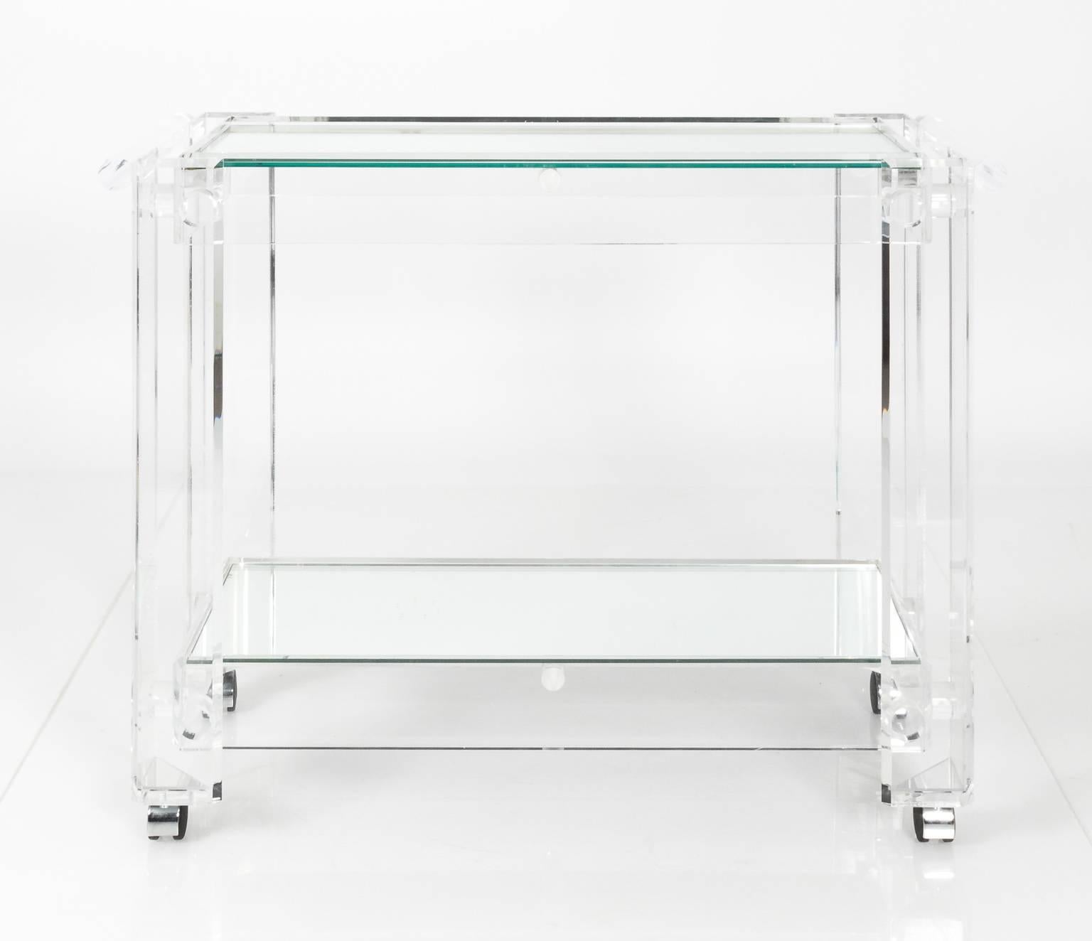 Polished Contemporary Lucite Bar Cart