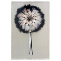 Contemporary Lucite Framed Greg Copeland Feather Flower Mixed-Media, 1981