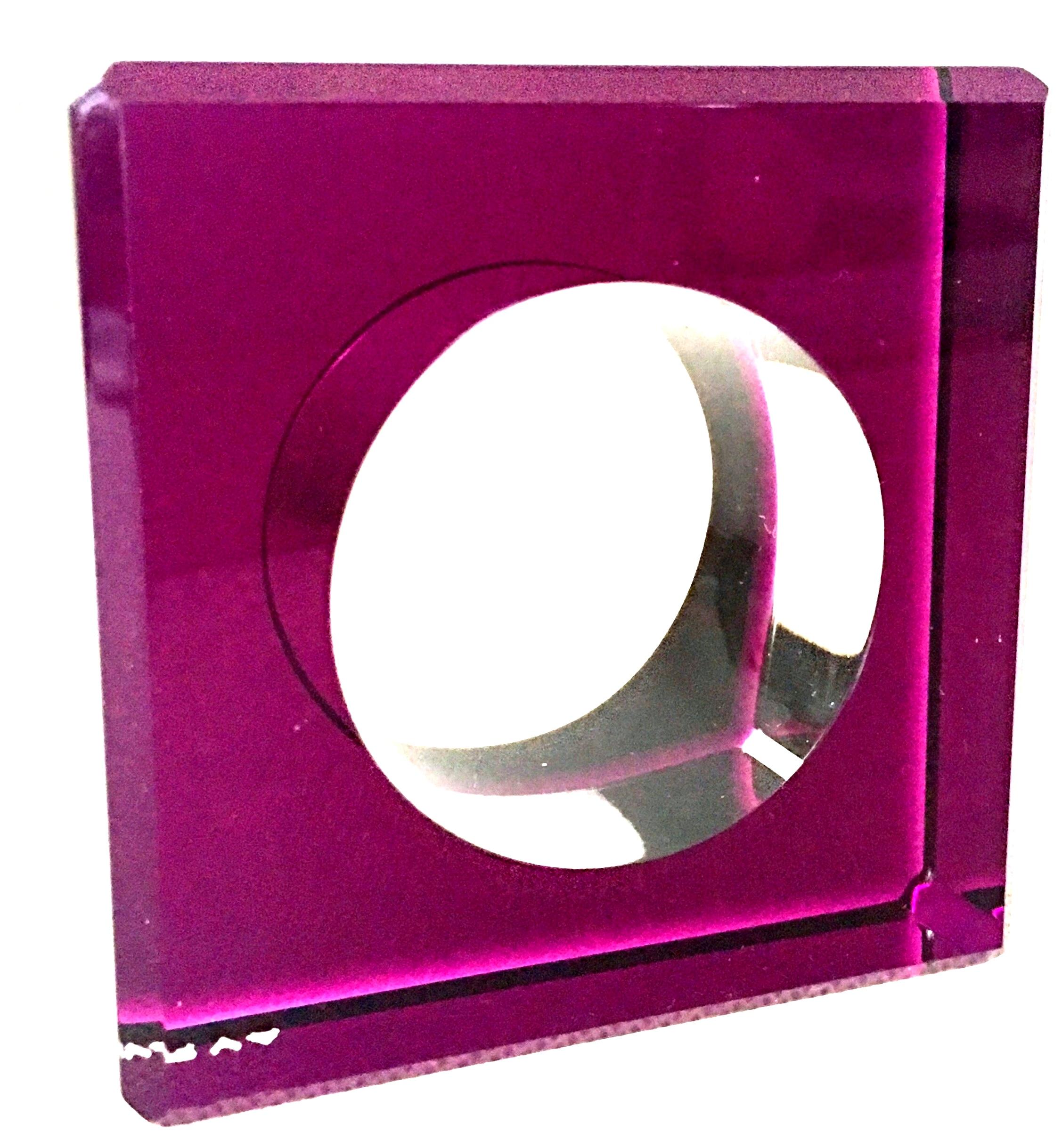 American Contemporary Lucite Square and Round Napkin Rings S/6 by, 