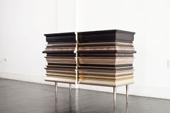 Contemporary Satin Silver and Darkened Wood Moldings Dresser by Luis Pons