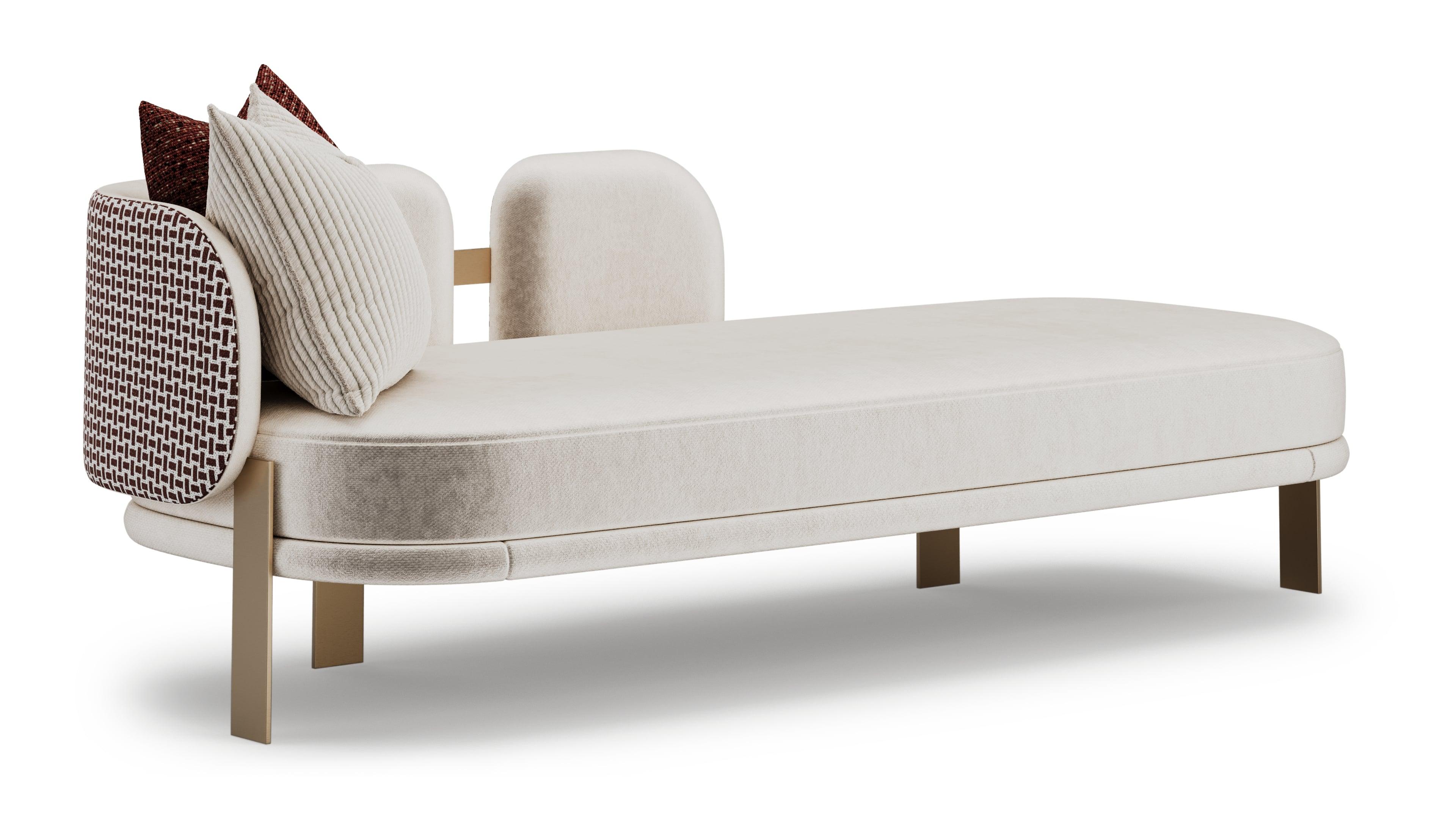 Portuguese Contemporary Lunara Daybed with Brass Legs For Sale