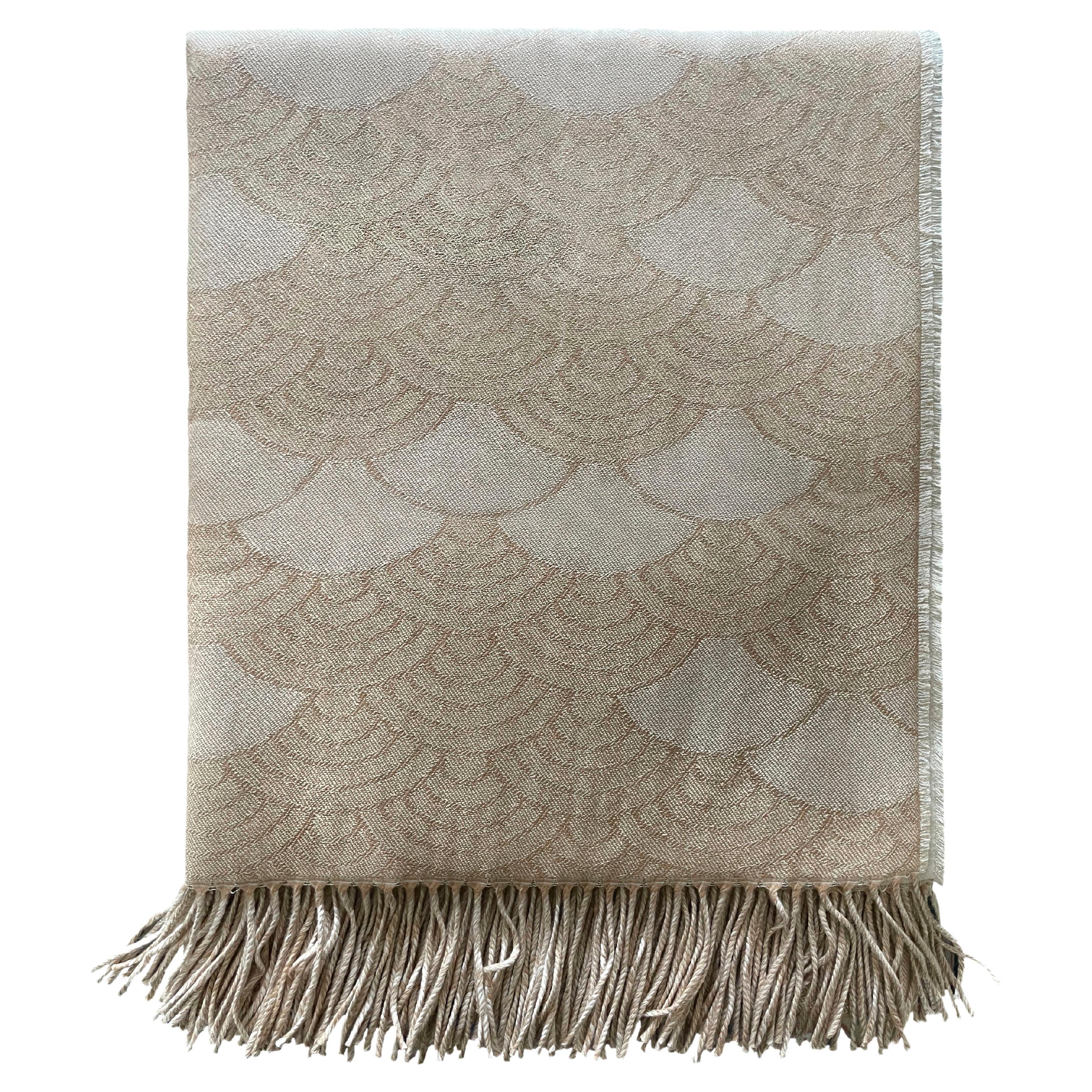 Contemporary Lurex Beige Plaid in Wool, Cashmere and Silk For Sale