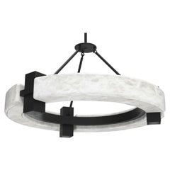 Lights Contemporary Luxury Round Alabaster Ring Chandelier Light by Michel Amar