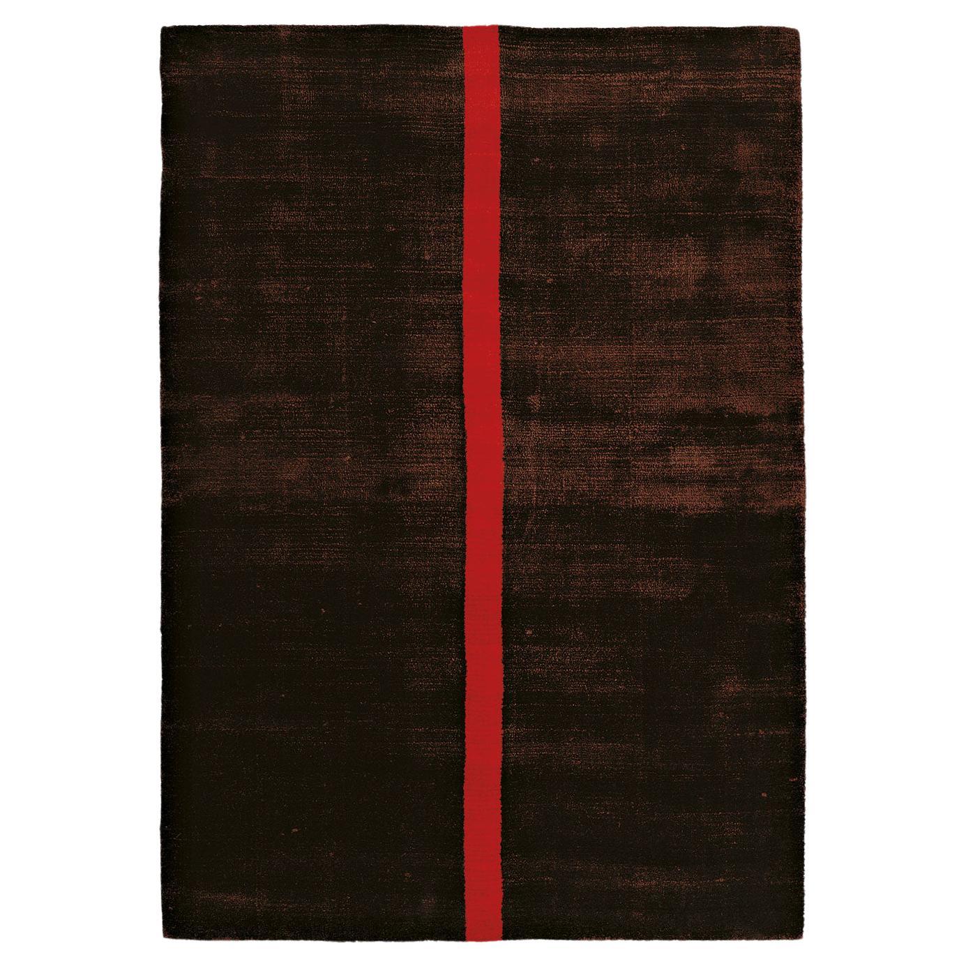 Zeitgenössischer luxuriöser glänzender braun-roter Teppich von Deanna Comellini 170x240 cm