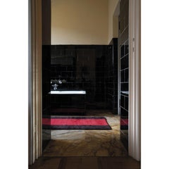 Contemporary Luxury Shiny Red Brown Runner Rug by Deanna Comellini 70x240 cm