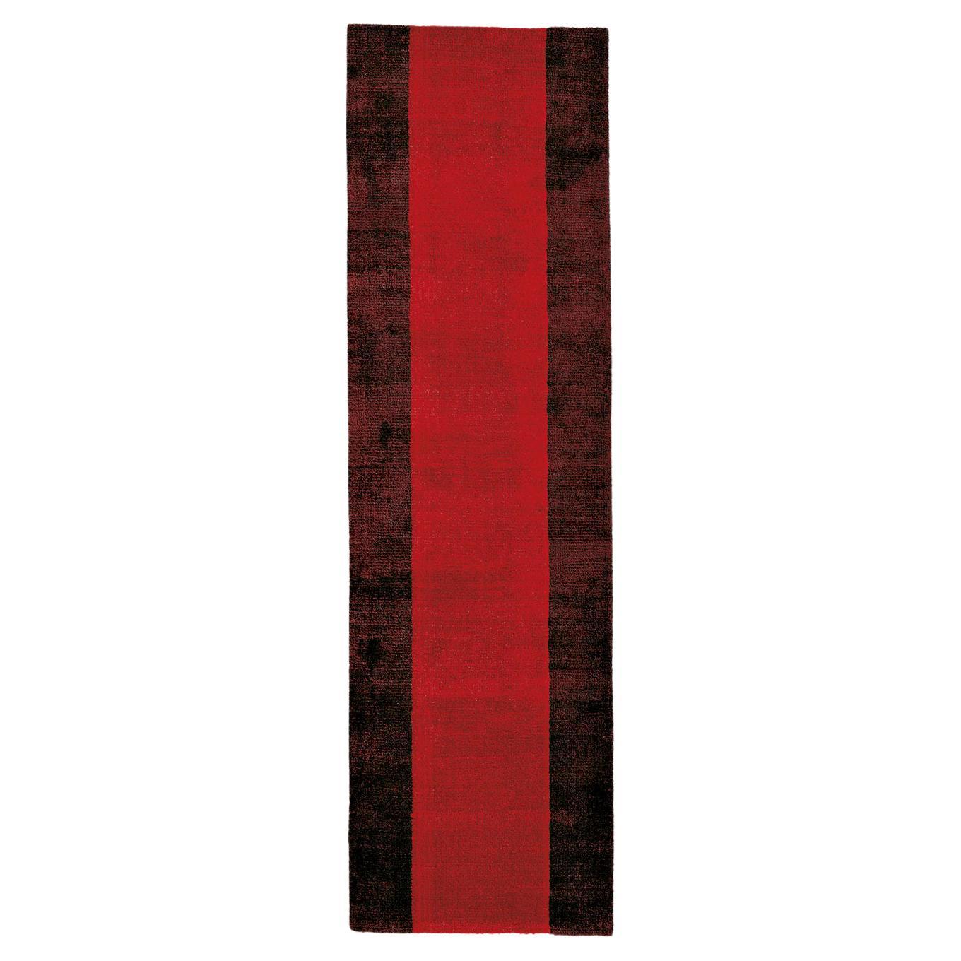 Contemporary Luxury Shiny Red Brown Runner Rug by Deanna Comellini 70x240 cm For Sale