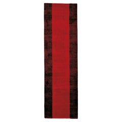 Tapis de couloir de luxe contemporain rouge vif et brun par Deanna Comellini, 70 x 240 cm