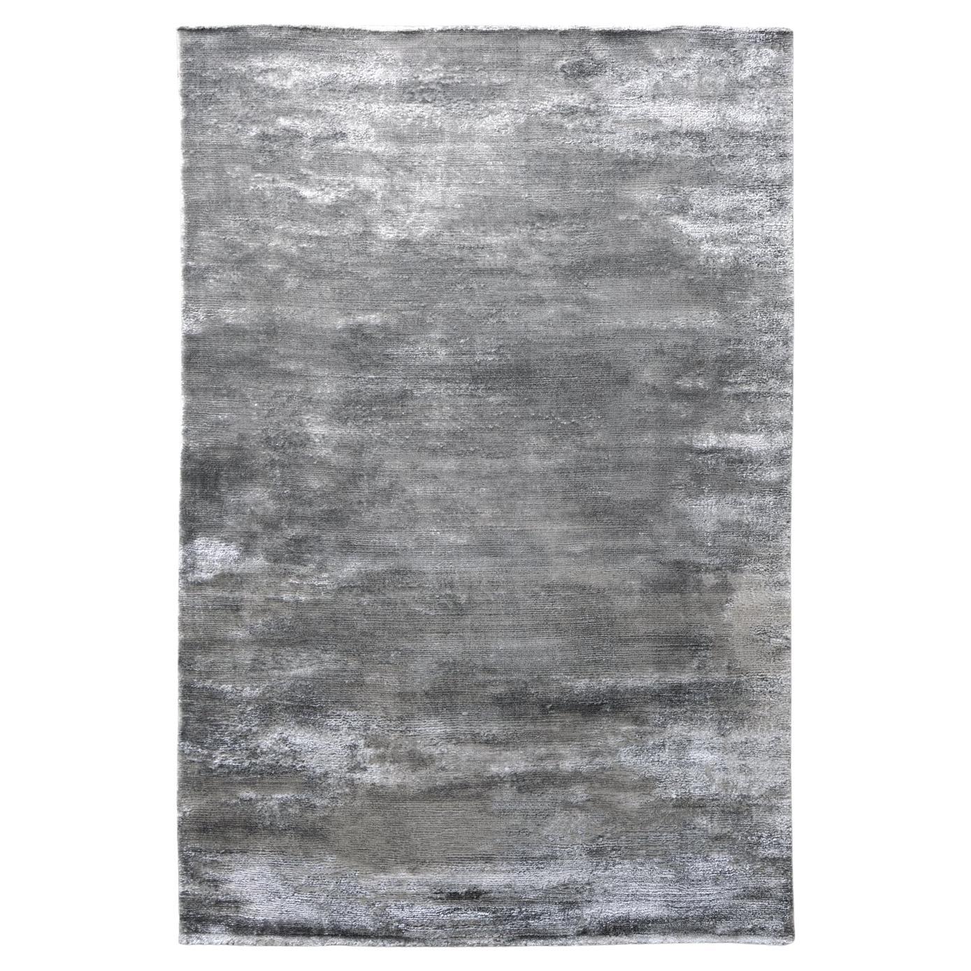 Contemporary Luxury Shiny Velvety Silvery Rug by Deanna Comellini 170x240 cm For Sale