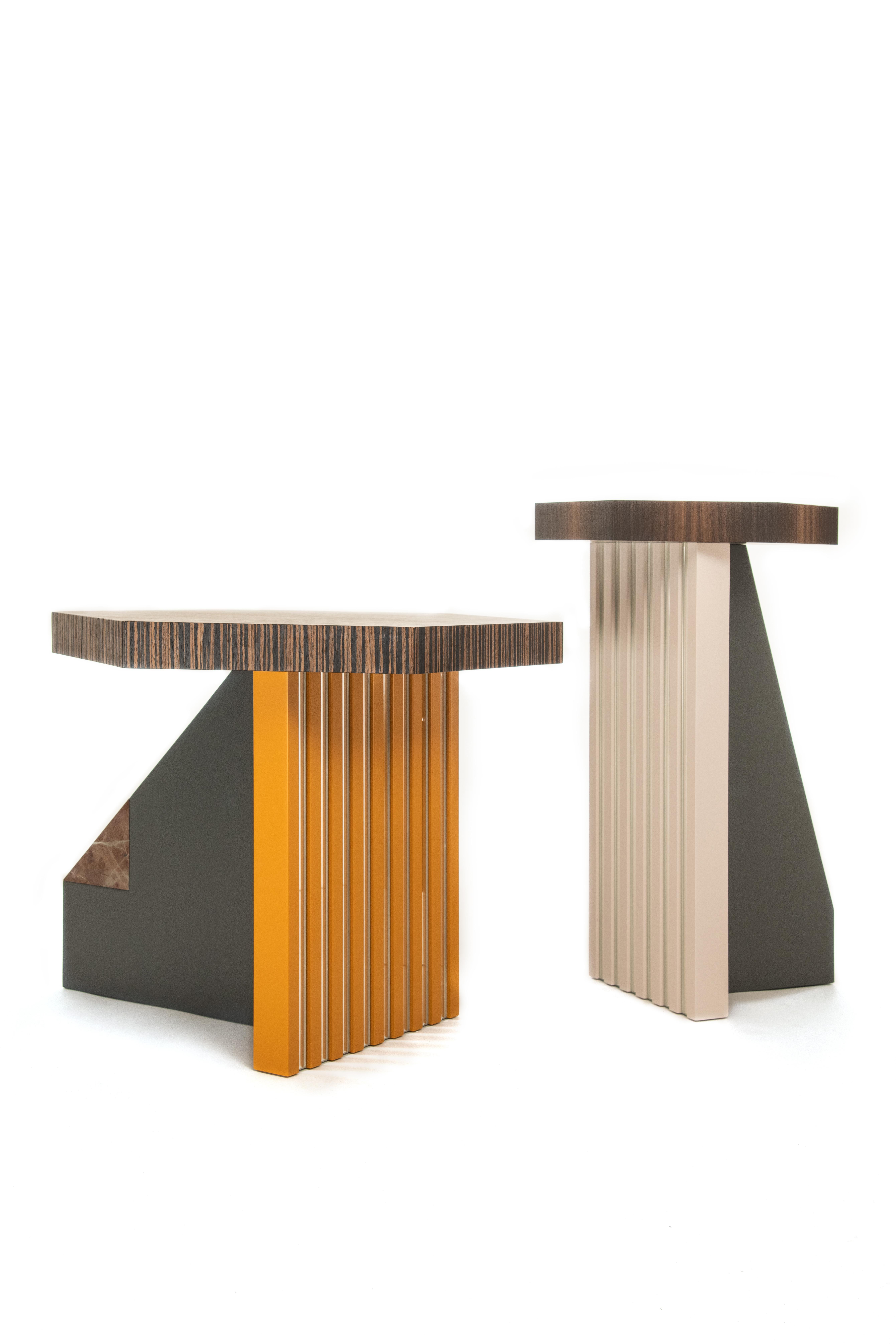 Contemporary Luxury Beistelltisch, Spiegel, Holz, handgefertigt in Italien im Angebot 4