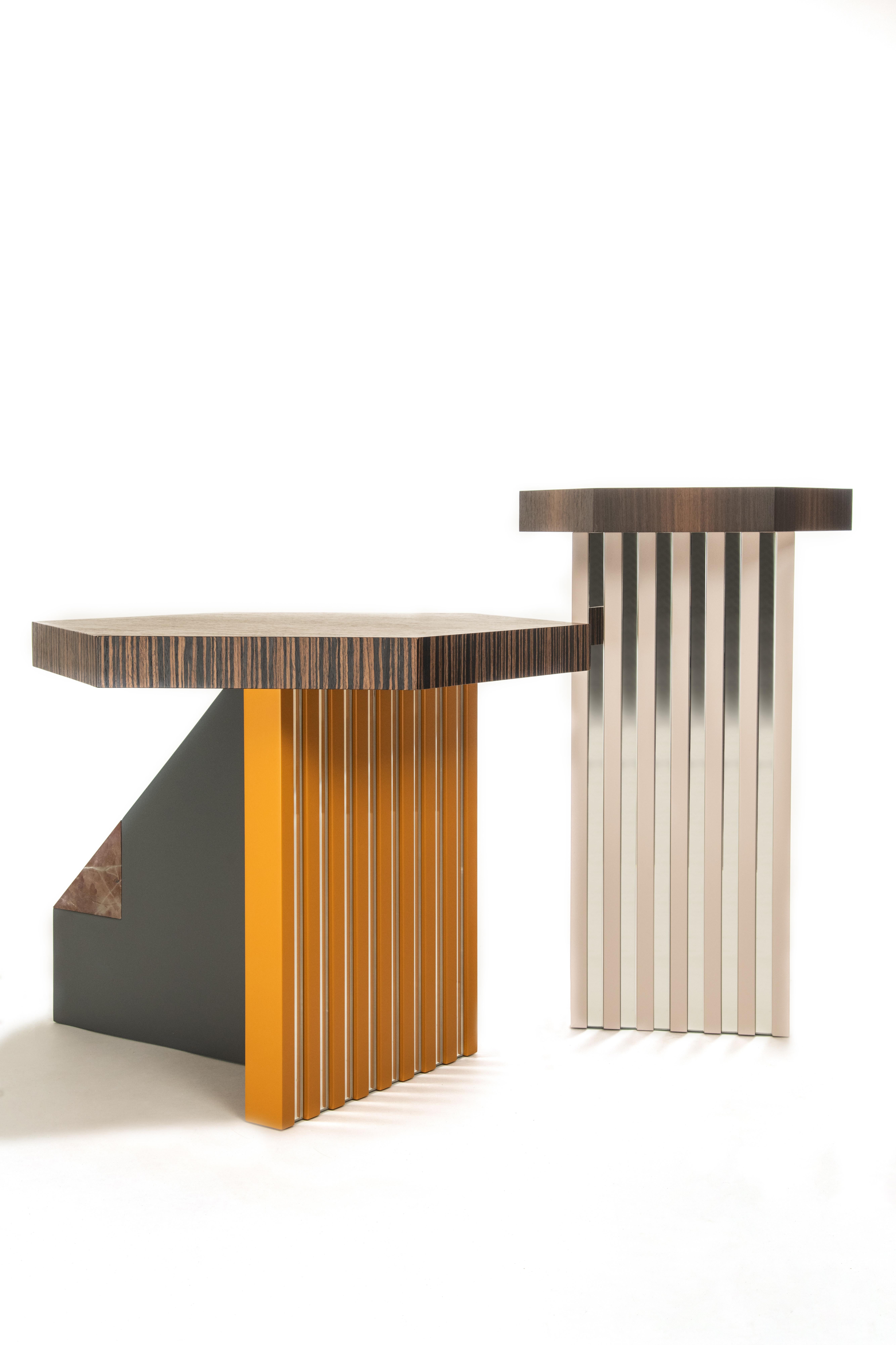 Contemporary Luxury Beistelltisch, Spiegel, Holz, handgefertigt in Italien im Angebot 2