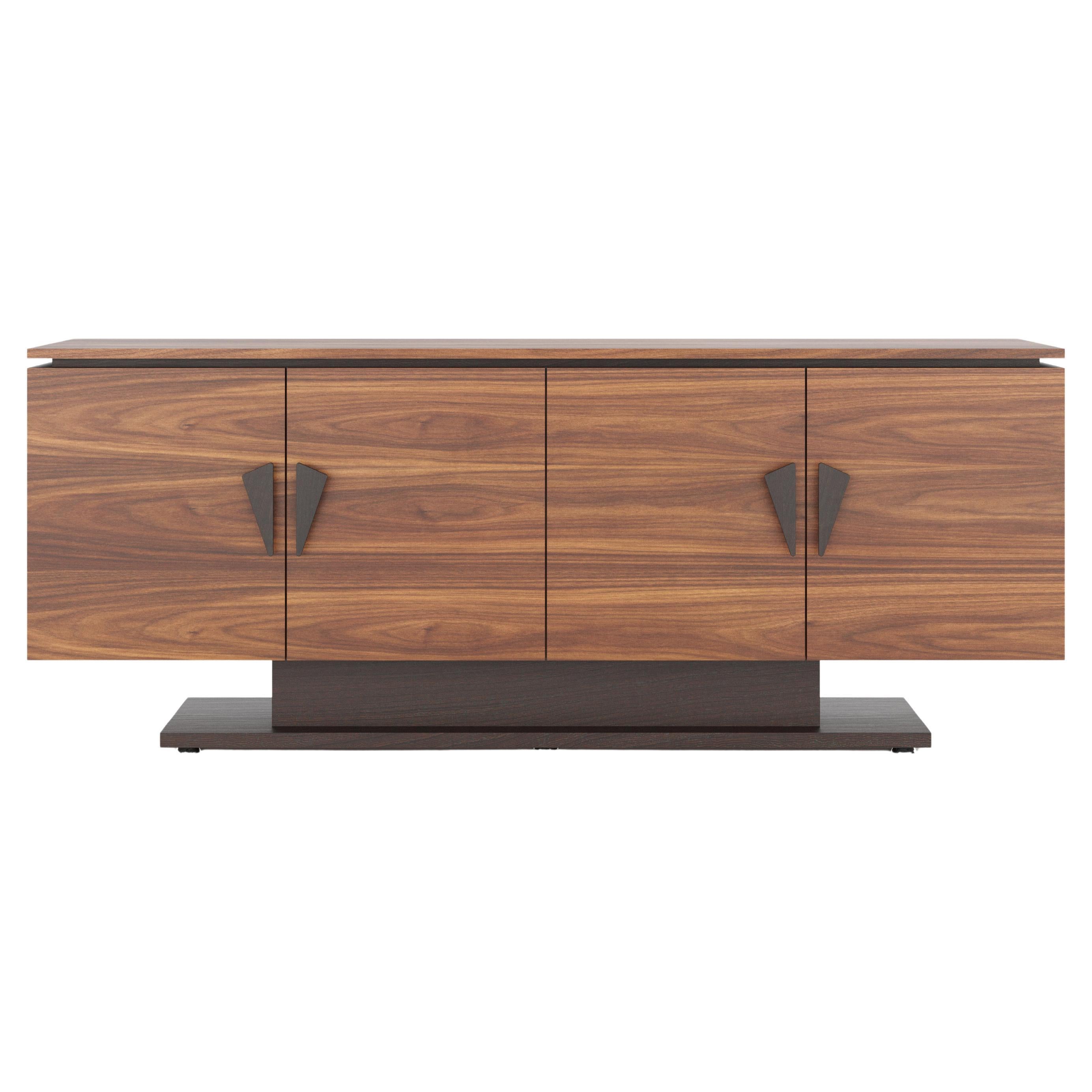 Credenza di lusso contemporanea in noce e impiallacciatura di wengé - Contenitore di lusso fatto a mano