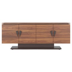 Credenza di lusso contemporanea in noce e impiallacciatura di wengé - Contenitore di lusso fatto a mano
