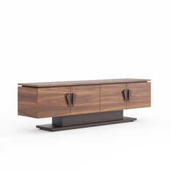 Aparador Contemporáneo de Lujo en Chapa de Nogal y Wengué - Almacenamiento Premium Hecho a Mano